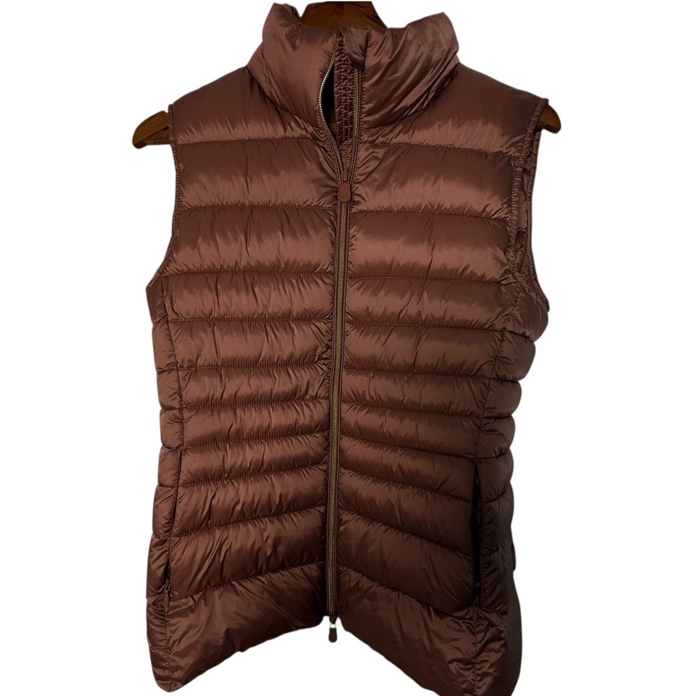 Save The Duck Womens Ultra Light Puffer Vest Mauve Purple Full Zip Small